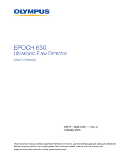 EPOCH 650 Ultrasonic Flaw Detector User’S Manual