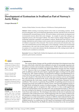 Development of Ecotourism in Svalbard As Part of Norway's Arctic