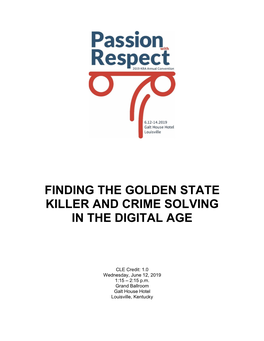 Finding the Golden State Killer and Crime Solving in the Digital Age