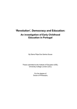 Democracy and Education: an Investigation of Early Childhood Education in Portugal