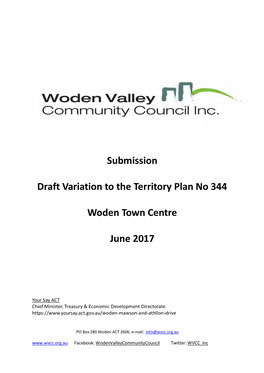 Submission Draft Variation to the Territory Plan No 344 Woden Town