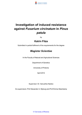 Investigation of Induced Resistance Against Fusarium Circinatum in Pinus Patula