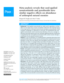 Meta-Analysis Reveals That Seed-Applied Neonicotinoids and Pyrethroids Have Similar Negative Effects on Abundance of Arthropod Natural Enemies