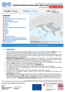 Compilation of Available Data and Information Reporting Period 24 Mar - 30 Mar 2016