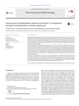 Enhancement of Biodegradation Potential of Catechol 1,2-Dioxygenase Through Its Immobilization in Calcium Alginate Gel