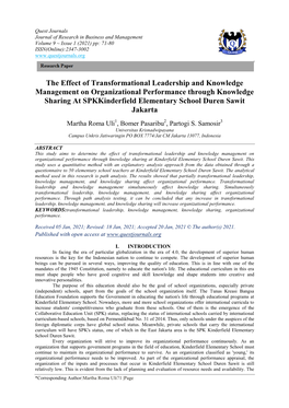 The Effect of Transformational Leadership and Knowledge