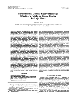 Developmental Cellular Electrophysiologic Effects of D-Sotalol on Canine Cardiac Purkinje Fibers