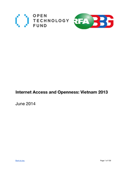 Internet Access and Openness: Vietnam 2013 June 2014