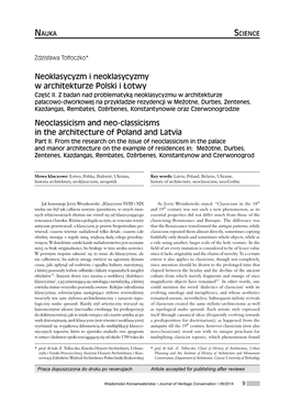 Neoklasycyzm I Neoklasycyzmy W Architekturze Polski I Łotwy. Część