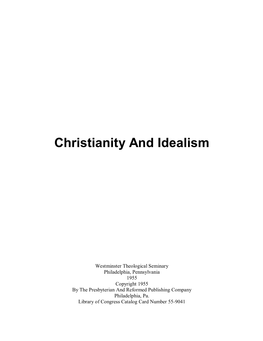 Christianity and Idealism