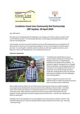 Cumbrian Coast Line Community Rail Partnership CRP Update: 20 April 2020