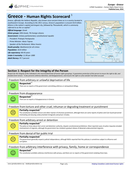 Greece CJPME Foundation – Human Rights Report Series Published June, 2016