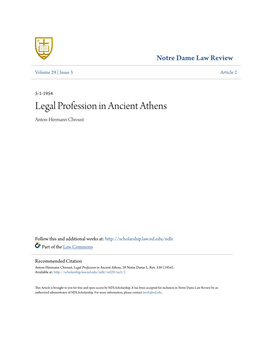 Legal Profession in Ancient Athens Anton-Hermann Chroust