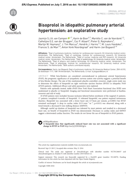 Bisoprolol in Idiopathic Pulmonary Arterial Hypertension: an Explorative Study