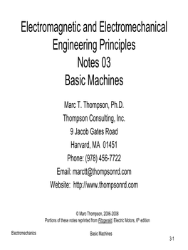 Electromagnetic and Electromechanical Engineering Principles Notes 03 Basic Machines