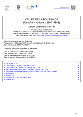 VALLEE DE LA BOURBINCE (Identifiant National : 260014842)