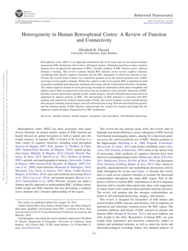 Heterogeneity in Human Retrosplenial Cortex: a Review of Function and Connectivity