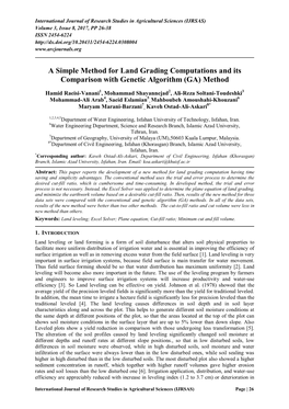 A Simple Method for Land Grading Computations and Its Comparison with Genetic Algorithm (GA) Method