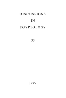 Discussions in Egyptology 33, 1995