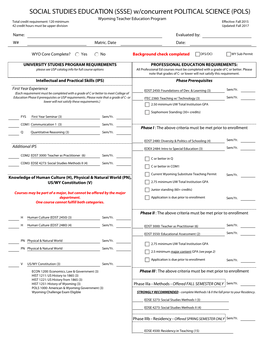 SOCIAL STUDIES EDUCATION (SSSE) W/Concurrent POLITICAL SCIENCE (POLS)