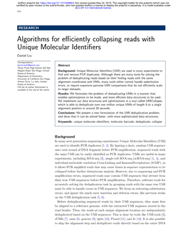 Algorithms for Efficiently Collapsing Reads with Unique Molecular Identifiers