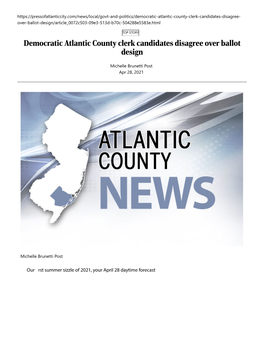 Democratic Atlantic County Clerk Candidates Disagree Over Ballot Design