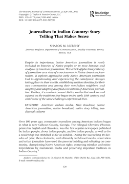 Journalism in Indian Country: Story Telling That Makes Sense