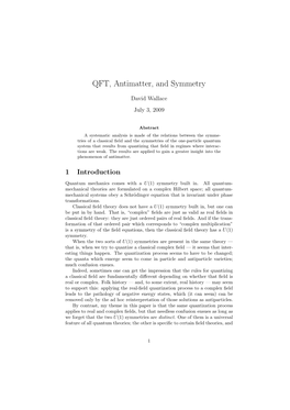 QFT, Antimatter, and Symmetry