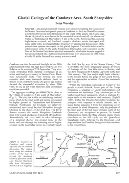 Glacial Geology of the Condover Area, South Shropshire Peter Worsley