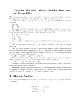 1 Complex Manifolds, Almost Complex Structures, and Integrability