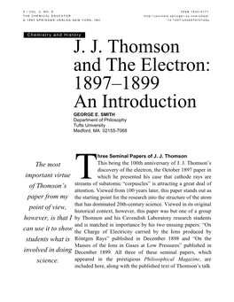 JJ Thomson and the Electron