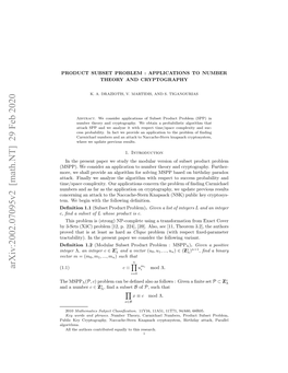 Product Subset Problem: Applications to Number Theory and Cryptography