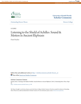 Listening to the Shield of Achilles: Sound & Motion in Ancient Ekphrasis