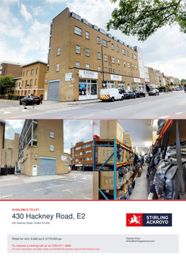 430 Hackney Road, E2 430 Hackney Road, London E2 6QL