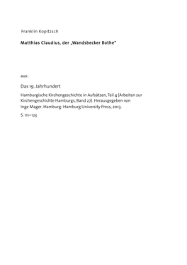 Hamburgische Kirchengeschichte in Aufsätzen, Teil 4 (Arbeiten Zur Kirchengeschichte Hamburgs, Band 27)