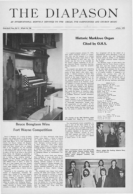 The Diapason an International Monthly Devoted to the Organ, the Harpsichord and Church Music