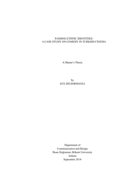 A CASE STUDY on COMEDY in TURKISH CINEMA a Master's