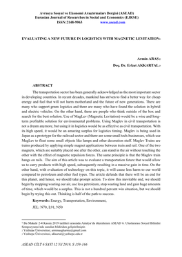 Avrasya Sosyal Ve Ekonomi Araştırmaları Dergisi (ASEAD) Eurasian Journal of Researches in Social and Economics (EJRSE) ISSN:2148-9963