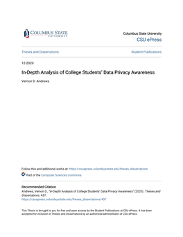 In-Depth Analysis of College Students' Data Privacy Awareness