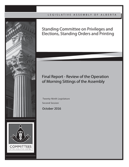 Final Report - Review of the Operation of Morning Sittings of the Assembly