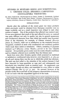 Studies in Mustard Seeds and Substitutes: I. Chinese Colza (Brassica Campestris Chinoleifera Viehoever)