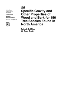 Specific Gravity and Other Properties of Wood and Bark for 156 Tree Species Found in North America