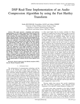 DSP Real-Time Implementation of an Audio Compression Algorithm by Using the Fast Hartley Transform