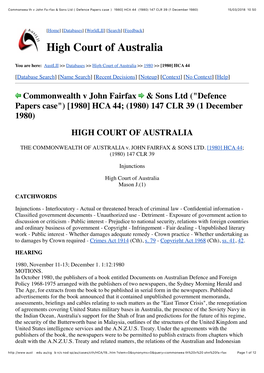 Commonwealth V John Fairfax & Sons