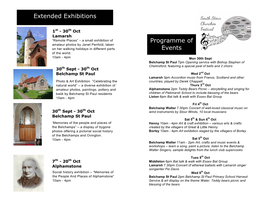 Extended Exhibitions Programme of Events