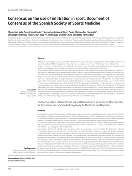 Consensus on the Use of Infiltration in Sport. Document of Consensus of the Spanish Society of Sports Medicine