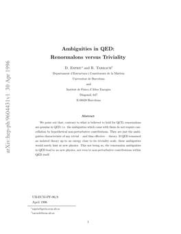 Ambiguities in QED: Renormalons Versus Triviality