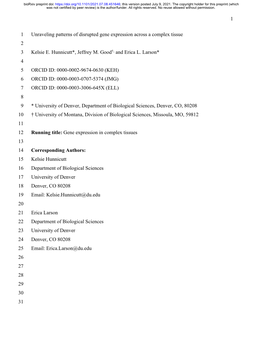 Unraveling Patterns of Disrupted Gene Expression Across a Complex Tissue 2 3 Kelsie E