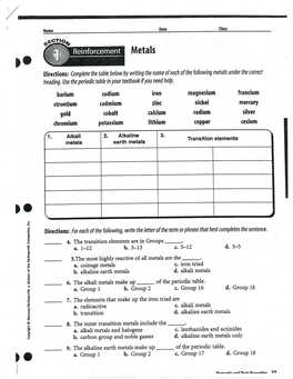 Metals/Nonmetals Packet