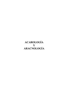 Acarología Y Aracnología